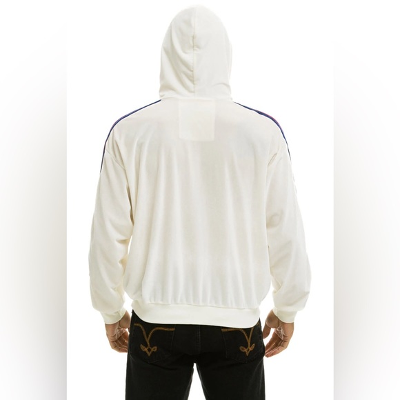 NEW Aviator Nation CLASSIC VELVET RELAXED ZIP HOODIE - WHITE • UNISEX - Picture 7 of 7